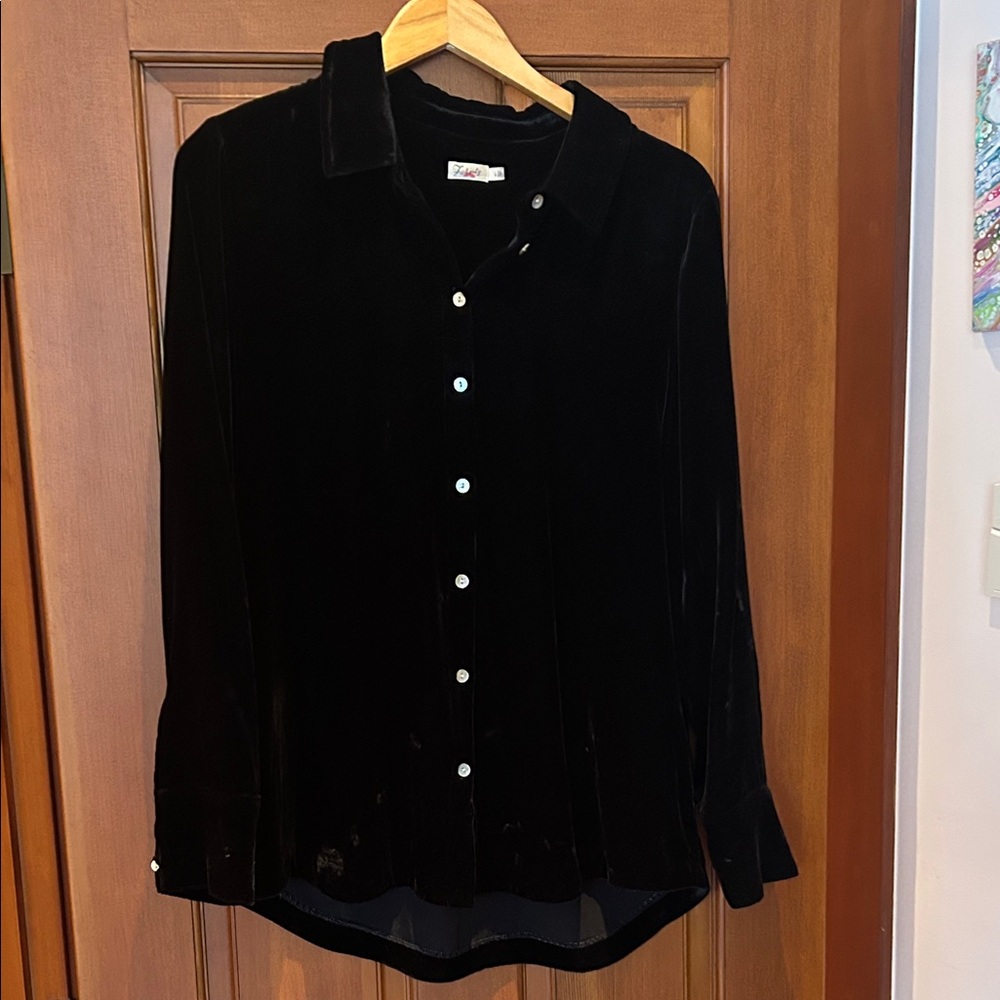 Fahrety woman’s velvet blouse black large